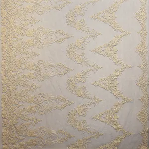 3D flower embroidery mesh african lace fabric nigerian lace fabric 2019 for bride wedding dress