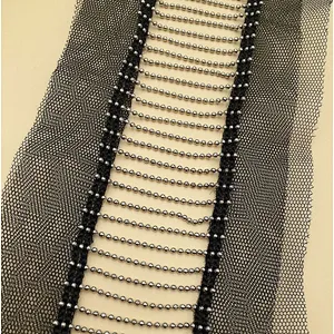 new design french metal long chain double net  hollow lace fabric for dress