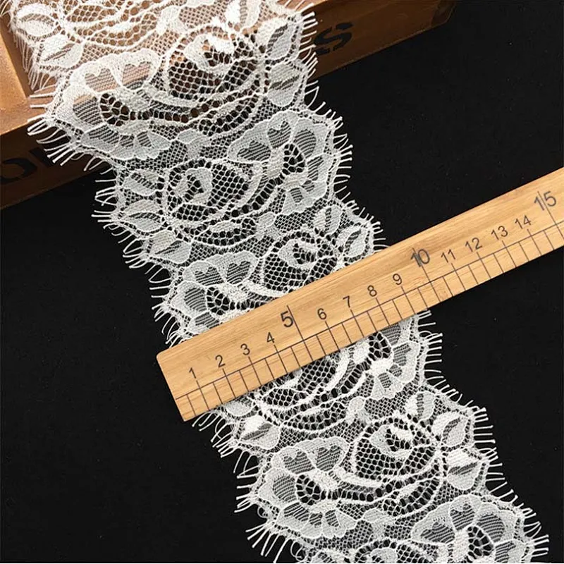 Fashion hot sale 8.5*300cm 100%  nylon french eyelash lace trim