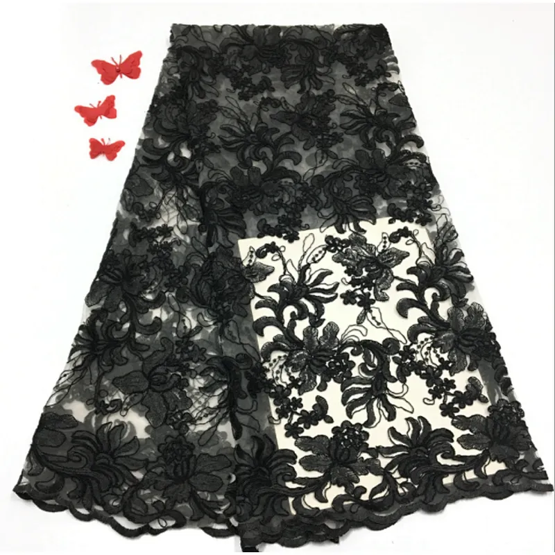 2019 high quality best selling new design embroidered 3d flower lace fabric wedding dress fabric
