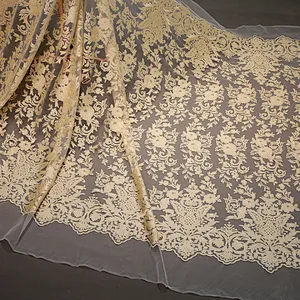 Wholesale garment fabric african fancy embroidery net  lace dress fabric