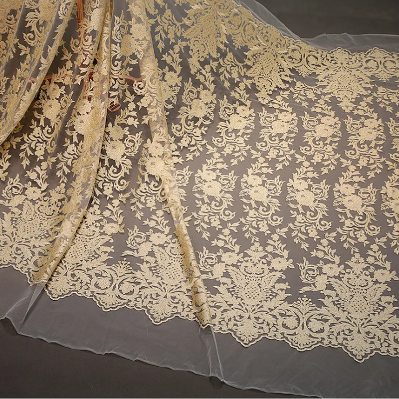 Wholesale garment fabric african fancy embroidery net  lace dress fabric