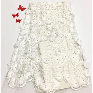 2019 new fashion laser beaded French three-dimensional embroidery wedding lace fabric