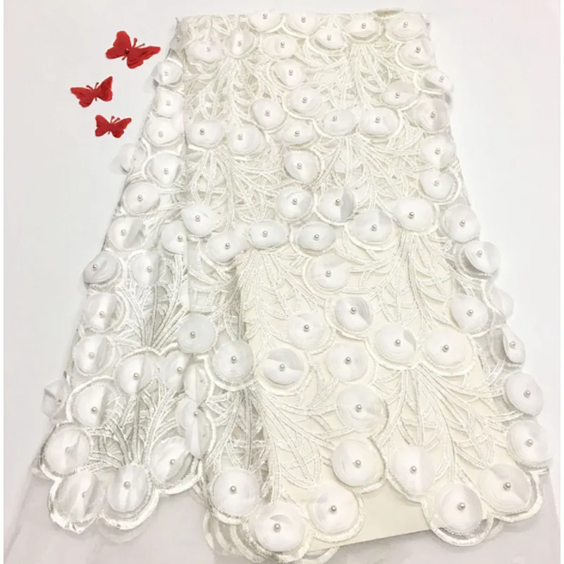 2019 new fashion laser beaded French three-dimensional embroidery wedding lace fabric