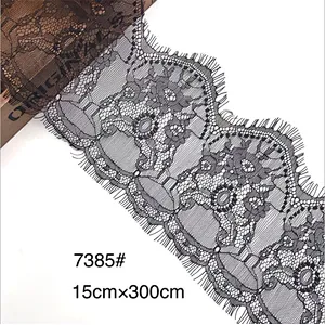 Fashion hot sale 15*300cm 100%  nylon french eyelash lace trim