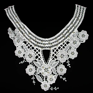 21cm Elegant Silvery Beads Ornamental Collar Lace with Tassels