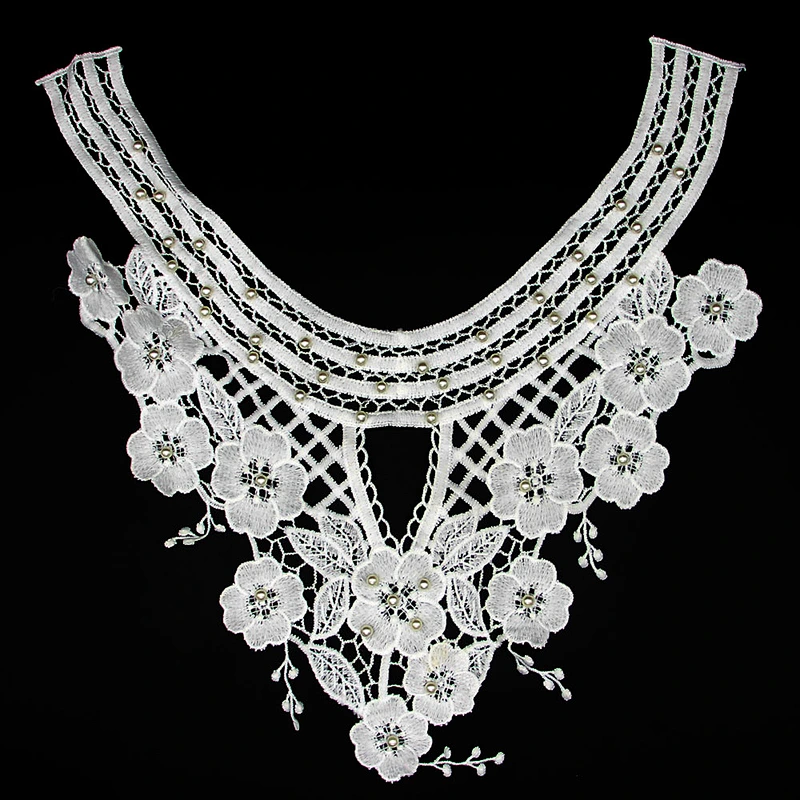 21cm Elegant Silvery Beads Ornamental Collar Lace with Tassels