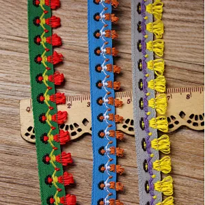 wholesale african 1.5cm national costume lace trim embroidery  jacquard ribbon