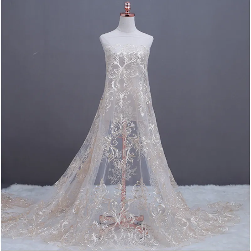 goodlooking high quality african embroidery wedding lace fabric tulle mesh
