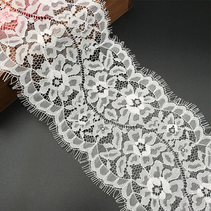 Fashion hot sale 13.5*300cm 100%  nylon french eyelash lace trim