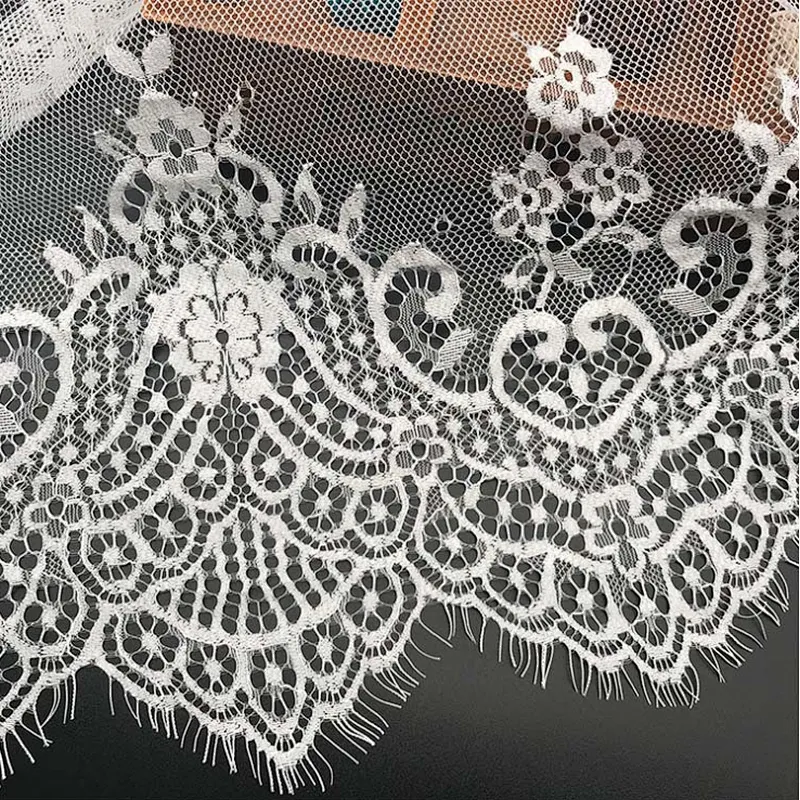 Fashion hot sale 38*300cm 100%  nylon french eyelash lace trim