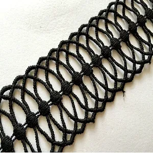 4cm french white&black high quality embroidery polyester lace trim