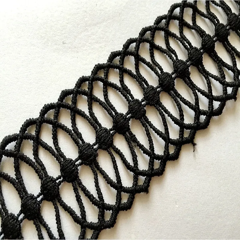 4cm french white&black high quality embroidery polyester lace trim