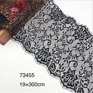 Fashion hot sale 19*300cm 100%  nylon french eyelash lace trim