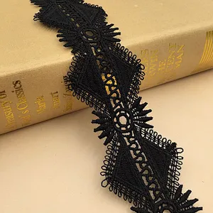 fashion african french design high quality water soluble chemical lace trim embroidered lace for dress
