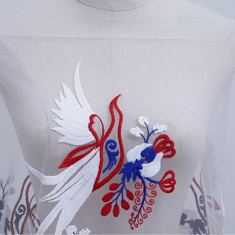 Beautifical african french lace fabric bird pattern lace  embroidery fabric mesh lace fabrics