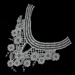 21cm Elegant Silvery Beads Ornamental Collar Lace with Tassels