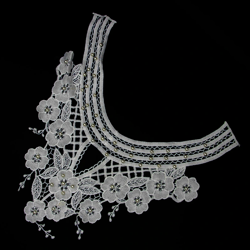 21cm Elegant Silvery Beads Ornamental Collar Lace with Tassels