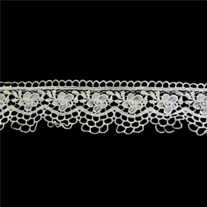 3.5cm  100% Polyester Chemical Embroidery  Lace Trim
