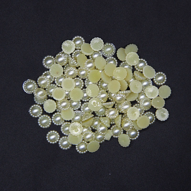 New Silvery 8mm Hemispherical Decorative ABS Pearl Beads