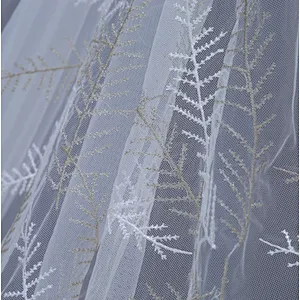 Wholesale Bridal Tulle Mesh Floral Embroidery Lace Fabric Curtain DIY Lace Fabric