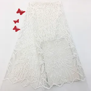 2019 hotsell garment Laser embroidery mesh hand-embroidered fabric solid color mesh fabric