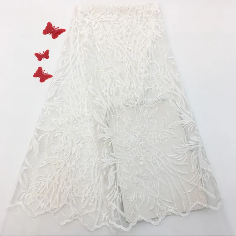 2019 hotsell garment Laser embroidery mesh hand-embroidered fabric solid color mesh fabric