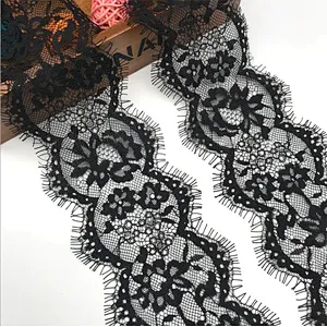 Fashion hot sale 10*300cm 100%  nylon french eyelash lace trim
