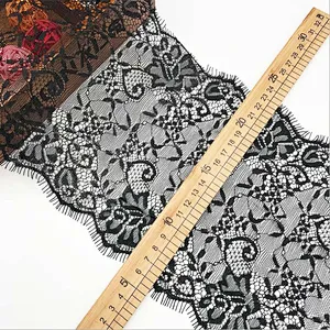 Fashion hot sale 19*300cm 100%  nylon french eyelash lace trim