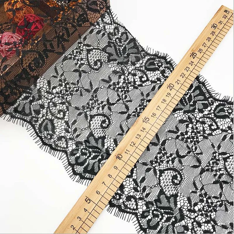 Fashion hot sale 19*300cm 100%  nylon french eyelash lace trim
