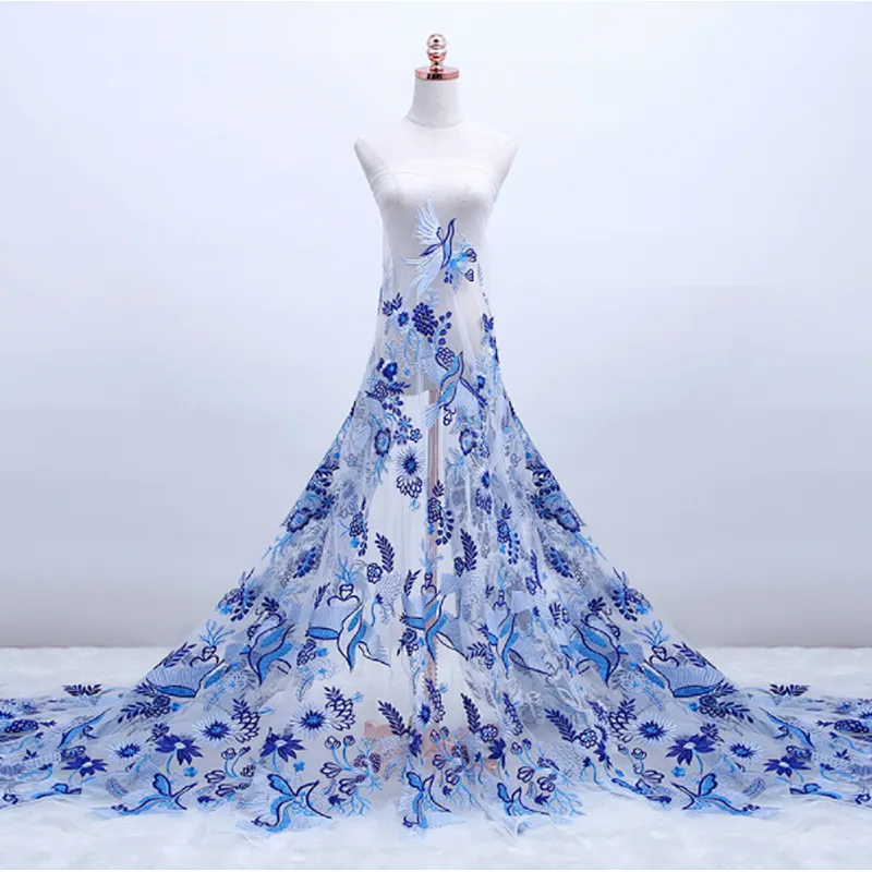 2019 New Style Royal Rich African Lace Fabric for Celebrate Dress