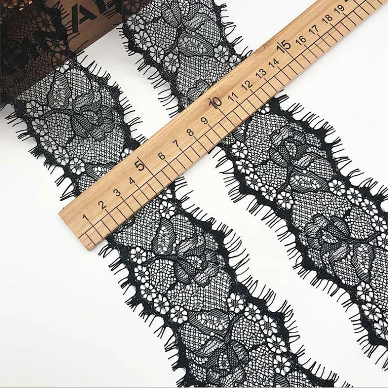 Fashion hot sale 7*300cm 100%  nylon french eyelash lace trim