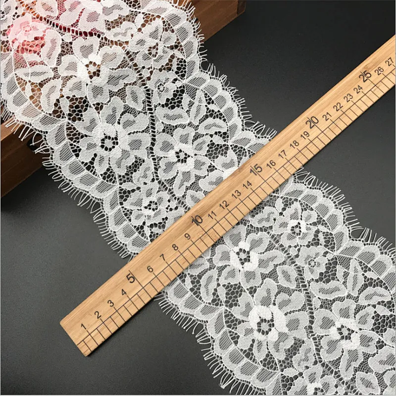 Fashion hot sale 13.5*300cm 100%  nylon french eyelash lace trim