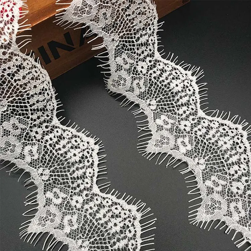 Fashion hot sale 7*300cm 100%  nylon french eyelash lace trim