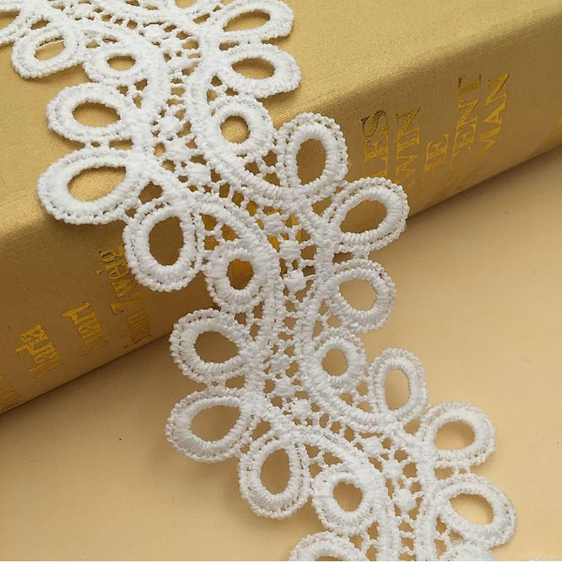 hot sale 4.5cm embroidered bridal lace trim water soluble embroidered chemical lace trimming embroidery lace for women