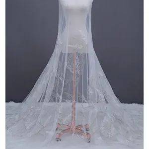 Wholesale Bridal Tulle Mesh Floral Embroidery Lace Fabric Curtain DIY Lace Fabric