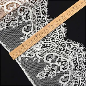 Fashion hot sale 19*300cm 100%  nylon french eyelash lace trim