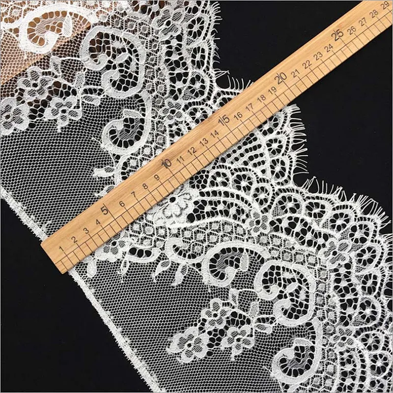 Fashion hot sale 19*300cm 100%  nylon french eyelash lace trim
