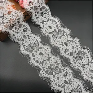 Fashion hot sale 10*300cm 100%  nylon french eyelash lace trim