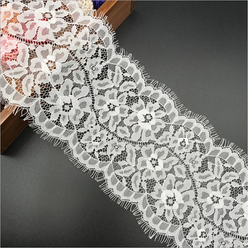 Fashion hot sale 13.5*300cm 100%  nylon french eyelash lace trim