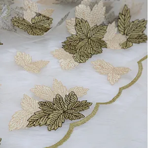 Lemo hot sale flower lace embroidered fabric embroidered lace fabric african net lace fabric