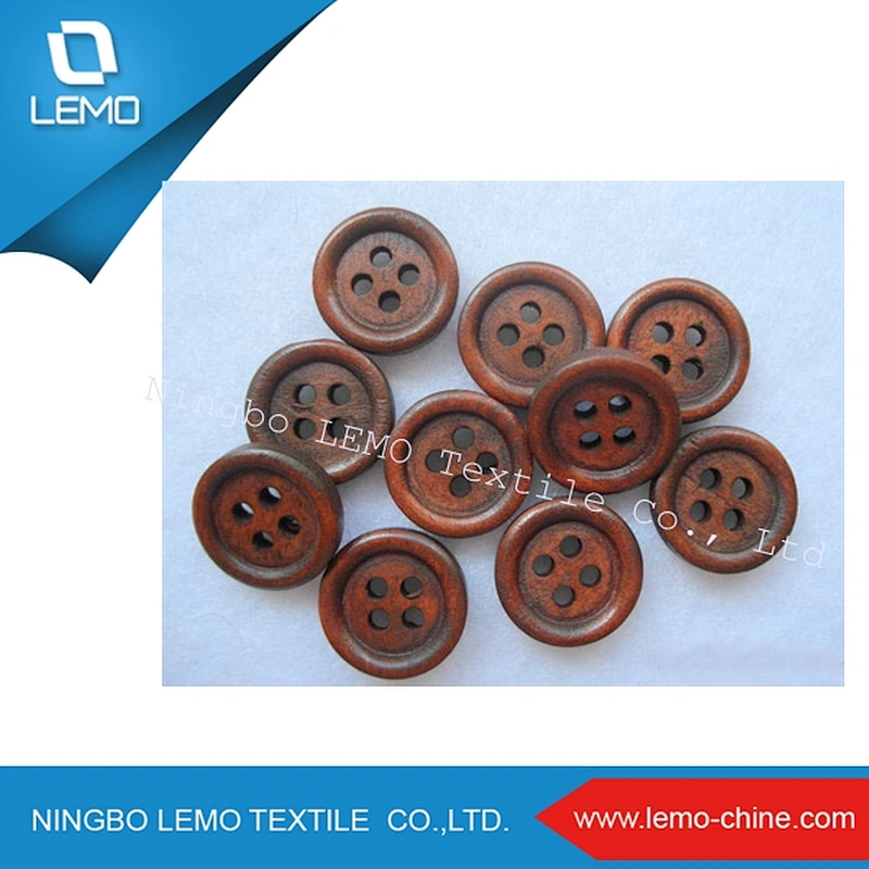 lemo 15mm Dark Brown Plain Wood Buttons