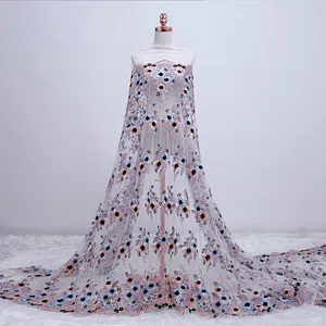 Bestway Pink Color Wholesale African Embroidery French Net Tulle Lace Fabric