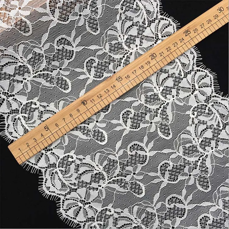 Fashion hot sale 25*300cm 100%  nylon french eyelash lace trim