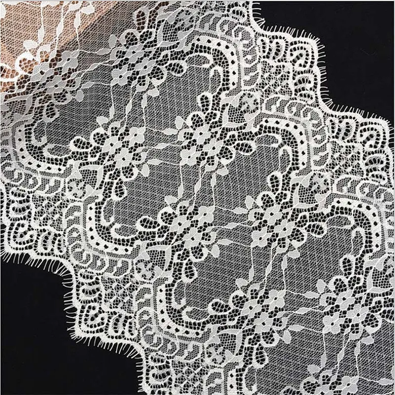 Fashion hot sale 24*300cm 100%  nylon french eyelash lace trim