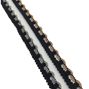 swiss metal wavy chain wool thin lace trim for dress