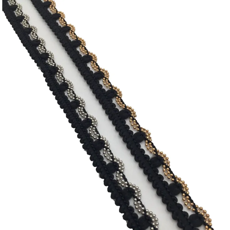 swiss metal wavy chain wool thin lace trim for dress