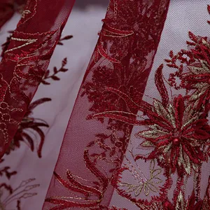 Hot selling african wedding lace fabric embroidery tulle mesh textile lace fabric