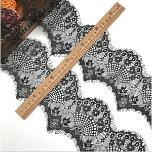 Fashion hot sale 13*300cm 100%  nylon french eyelash lace trim