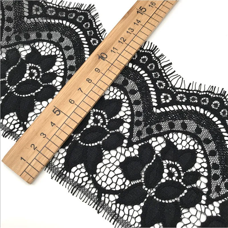 Fashion hot sale 13*300cm 100%  nylon french eyelash lace trim